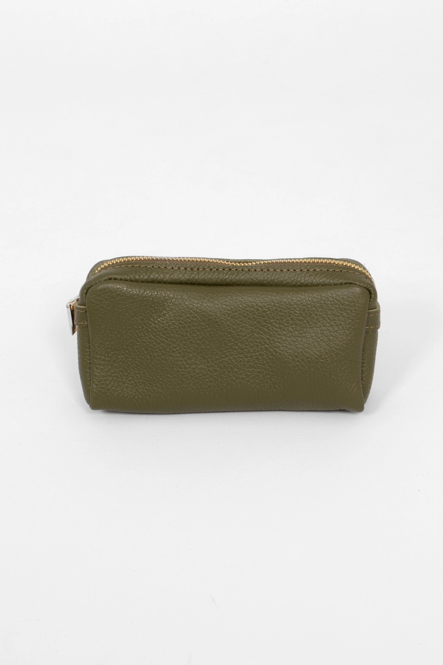 Allegra Italian Leather Cosmetic Bag - Khaki, Pebbled