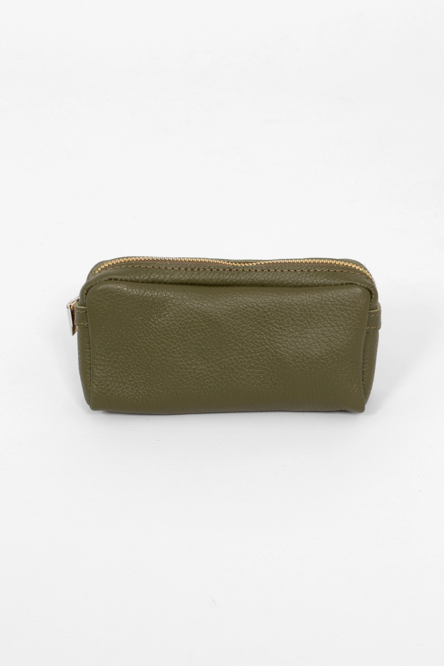 Allegra Italian Leather Cosmetic Bag - Khaki, Pebbled