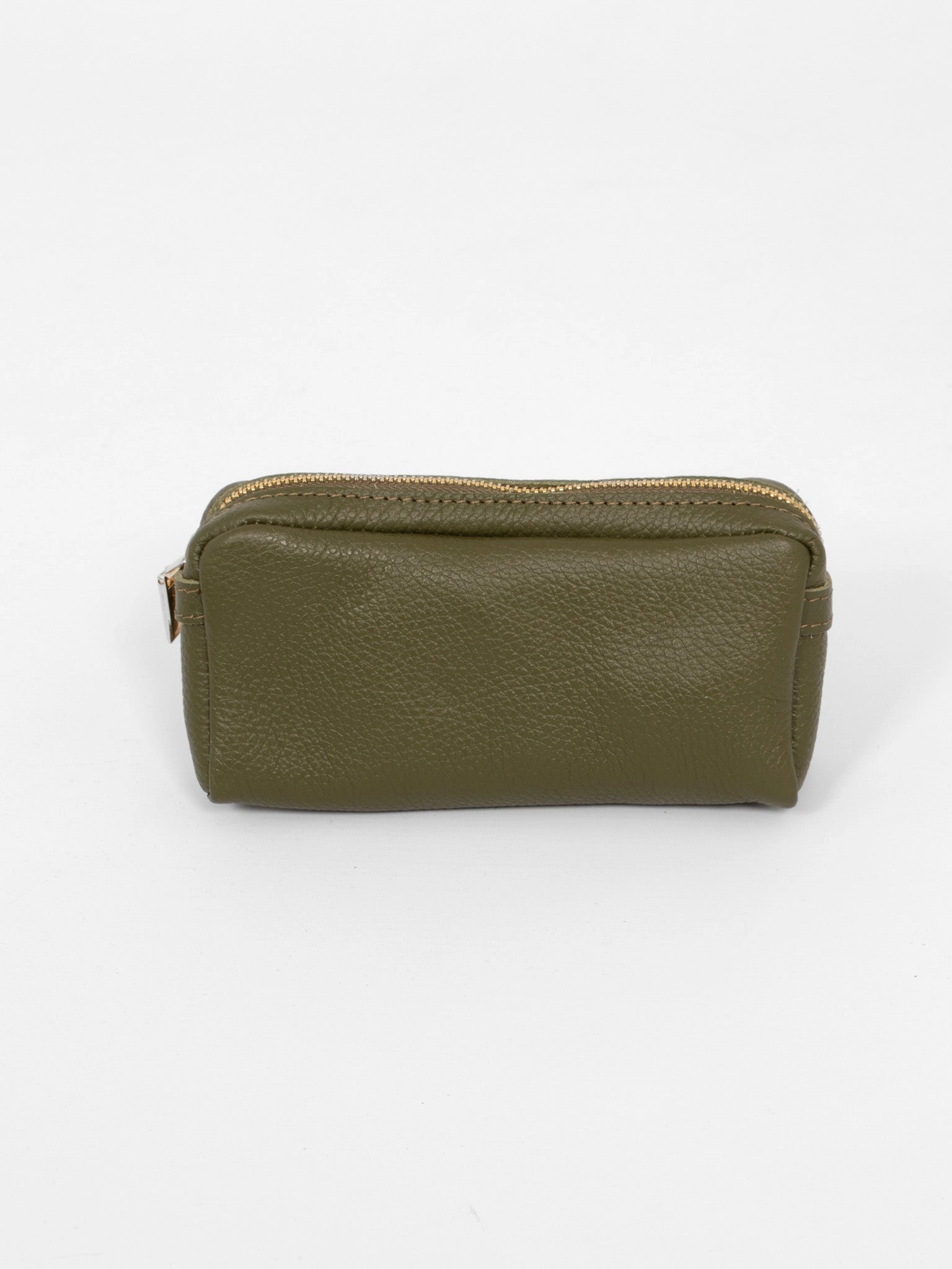 Allegra Italian Leather Cosmetic Bag - Khaki, Pebbled
