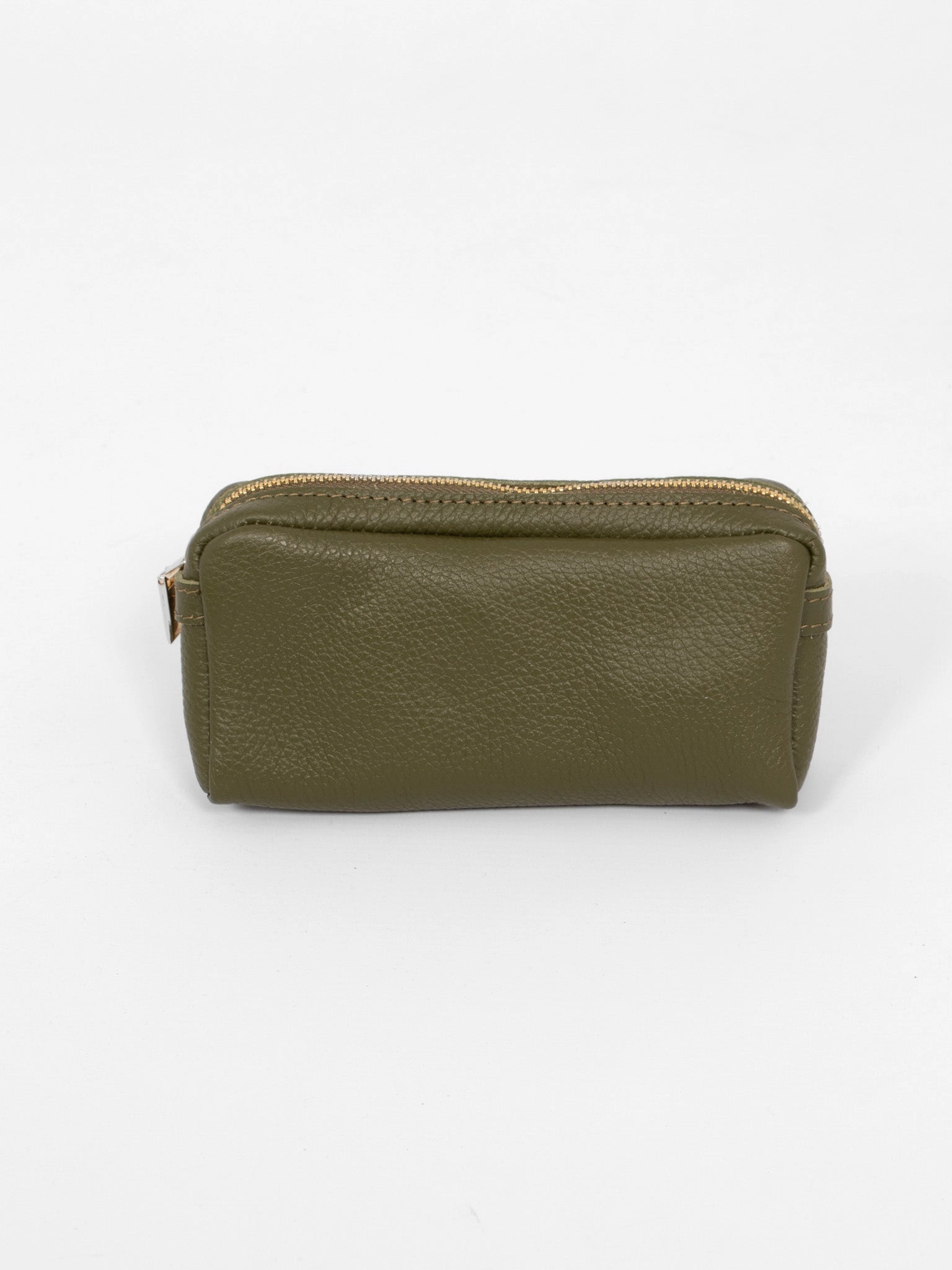 Allegra Italian Leather Cosmetic Bag - Khaki, Pebbled