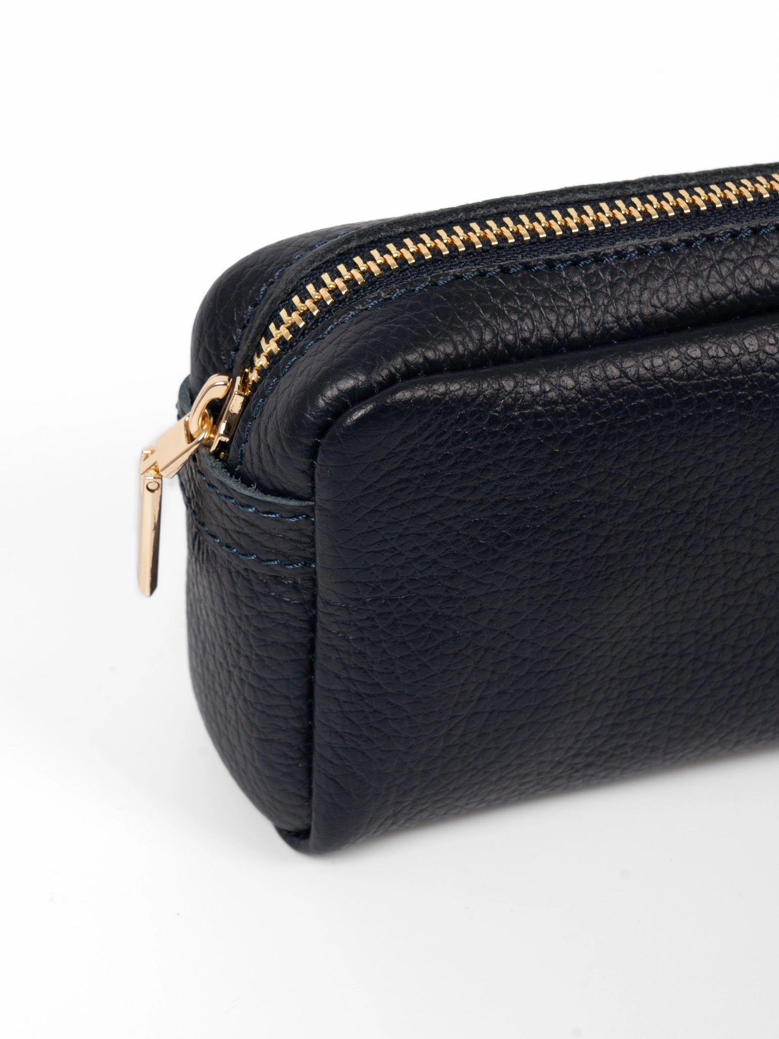 Allegra Italian Leather Cosmetic Bag - Navy Blue, Pebbled