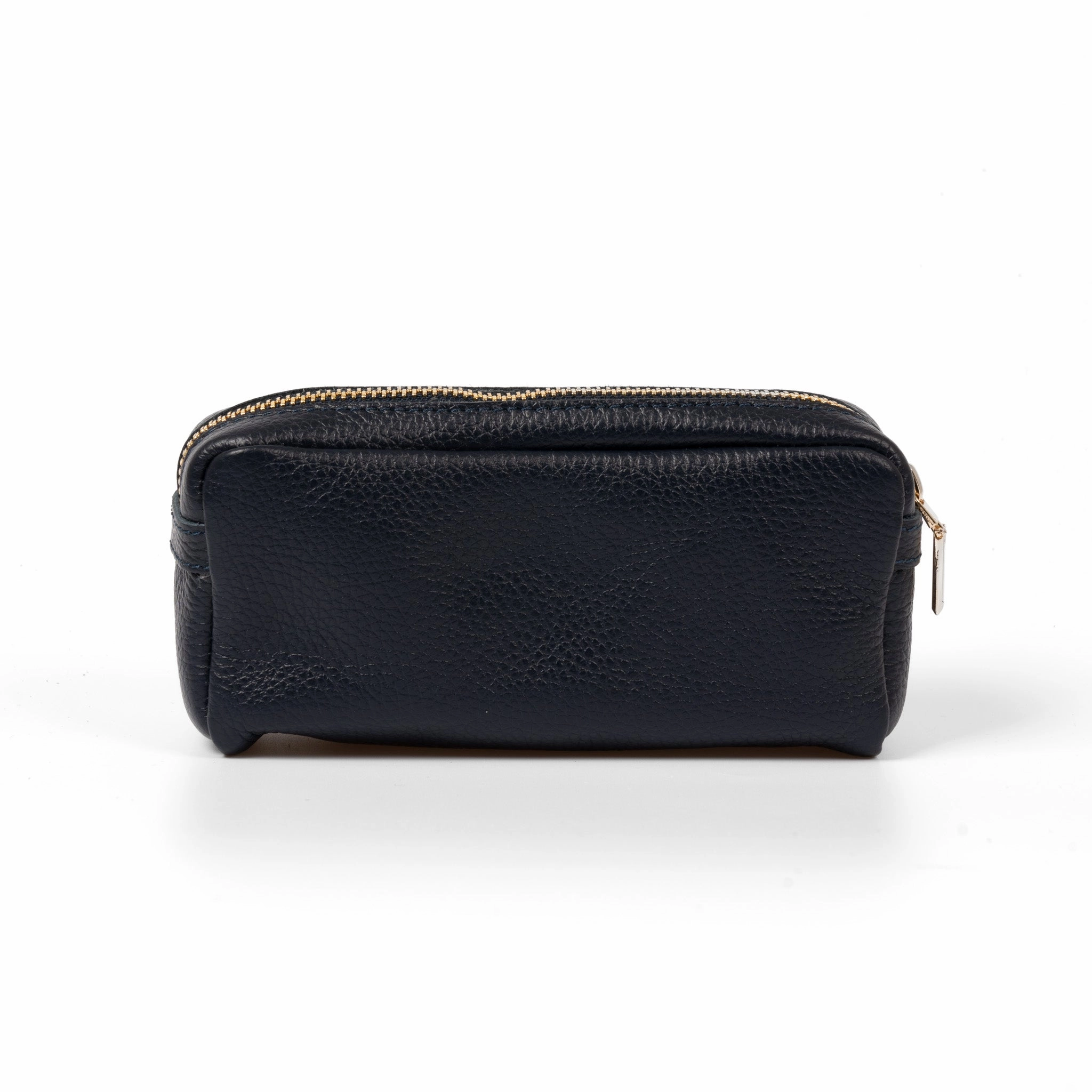 Allegra Italian Leather Cosmetic Bag - Navy Blue, Pebbled