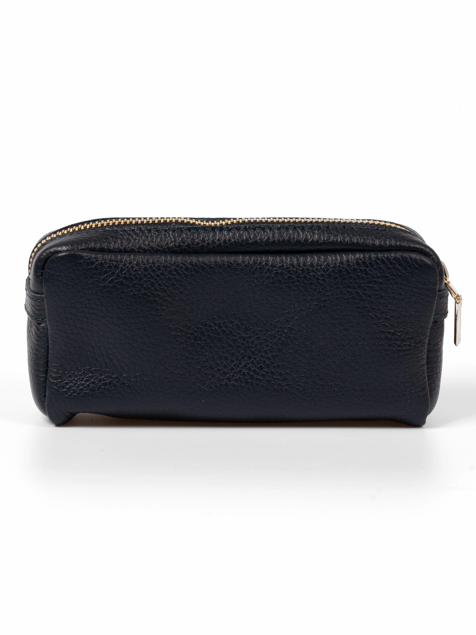 Allegra Italian Leather Cosmetic Bag - Navy Blue, Pebbled