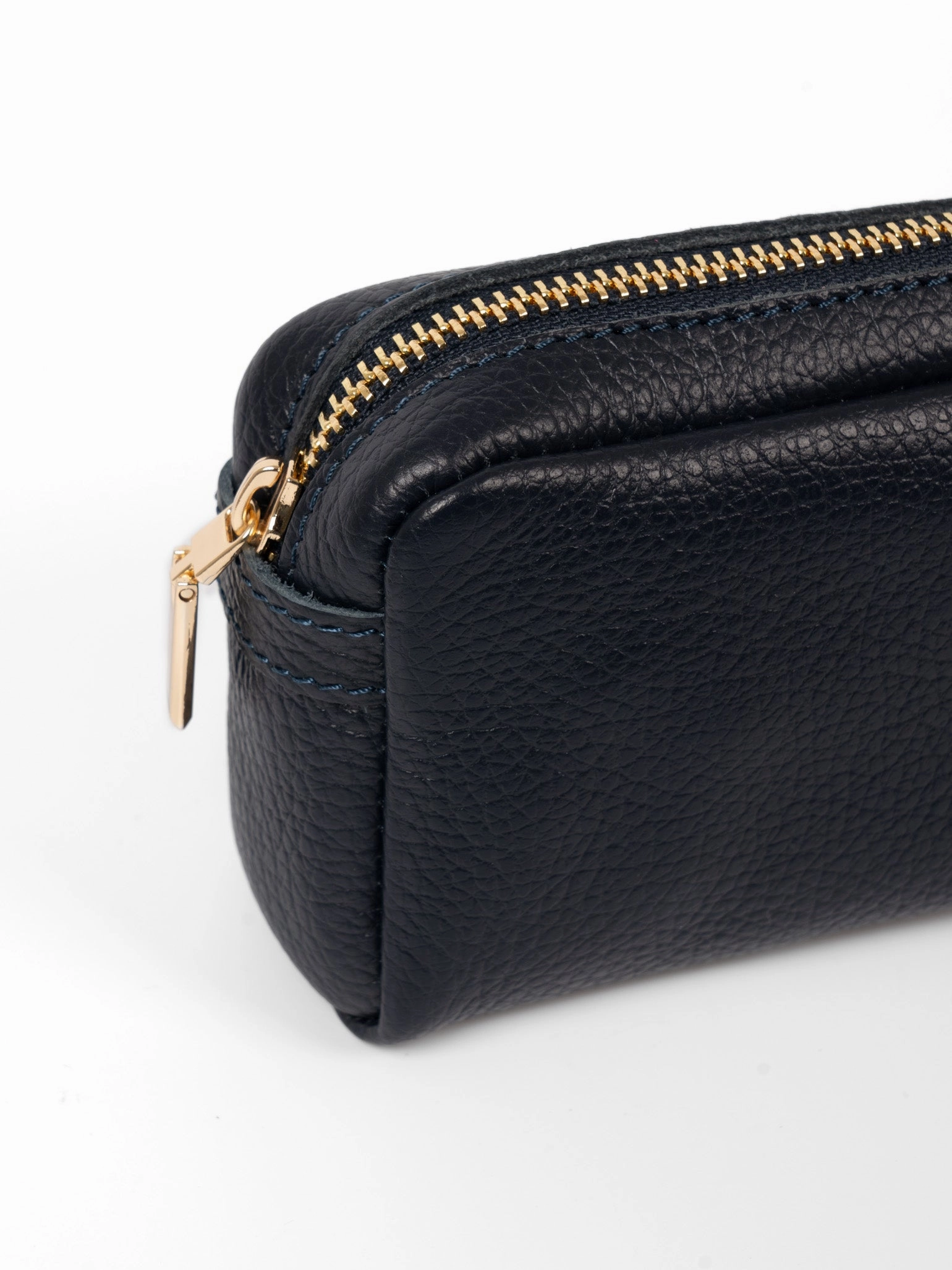 Allegra Italian Leather Cosmetic Bag - Navy Blue, Pebbled