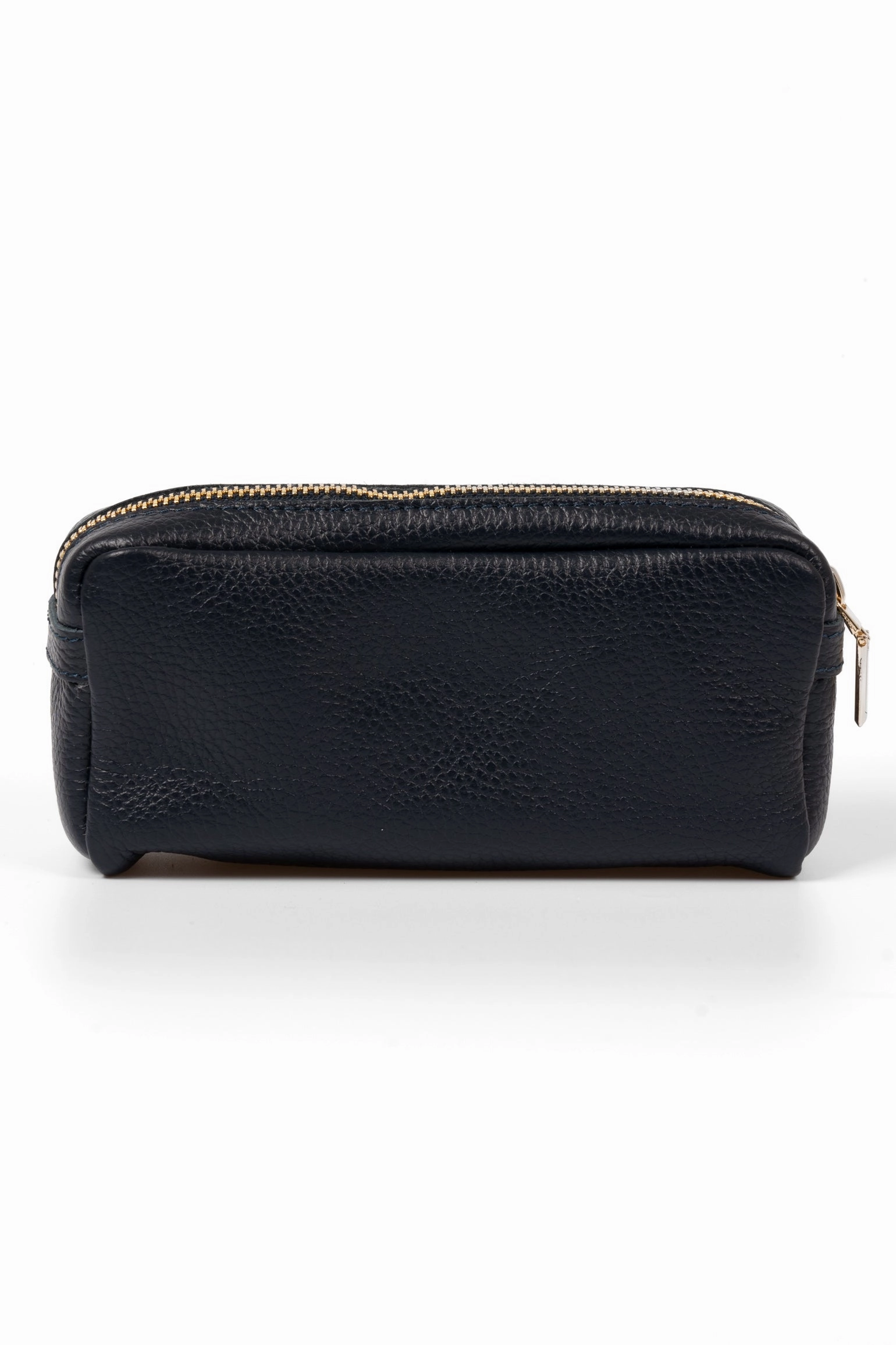 Allegra Italian Leather Cosmetic Bag - Navy Blue, Pebbled