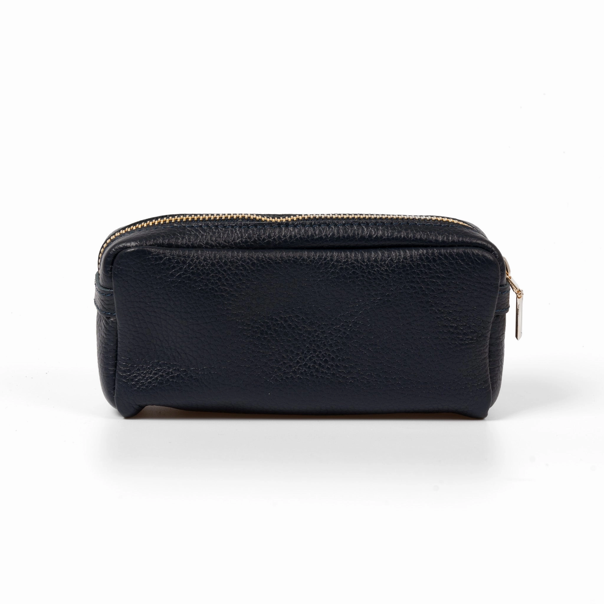 Allegra Italian Leather Cosmetic Bag - Navy Blue, Pebbled