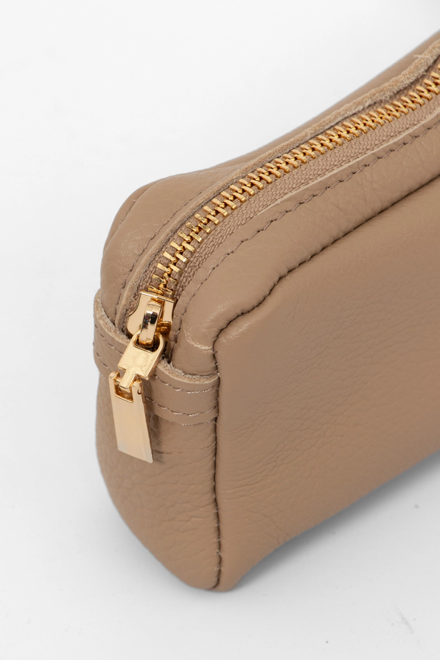Allegra Italian Leather Cosmetic Bag - Taupe, Pebbled