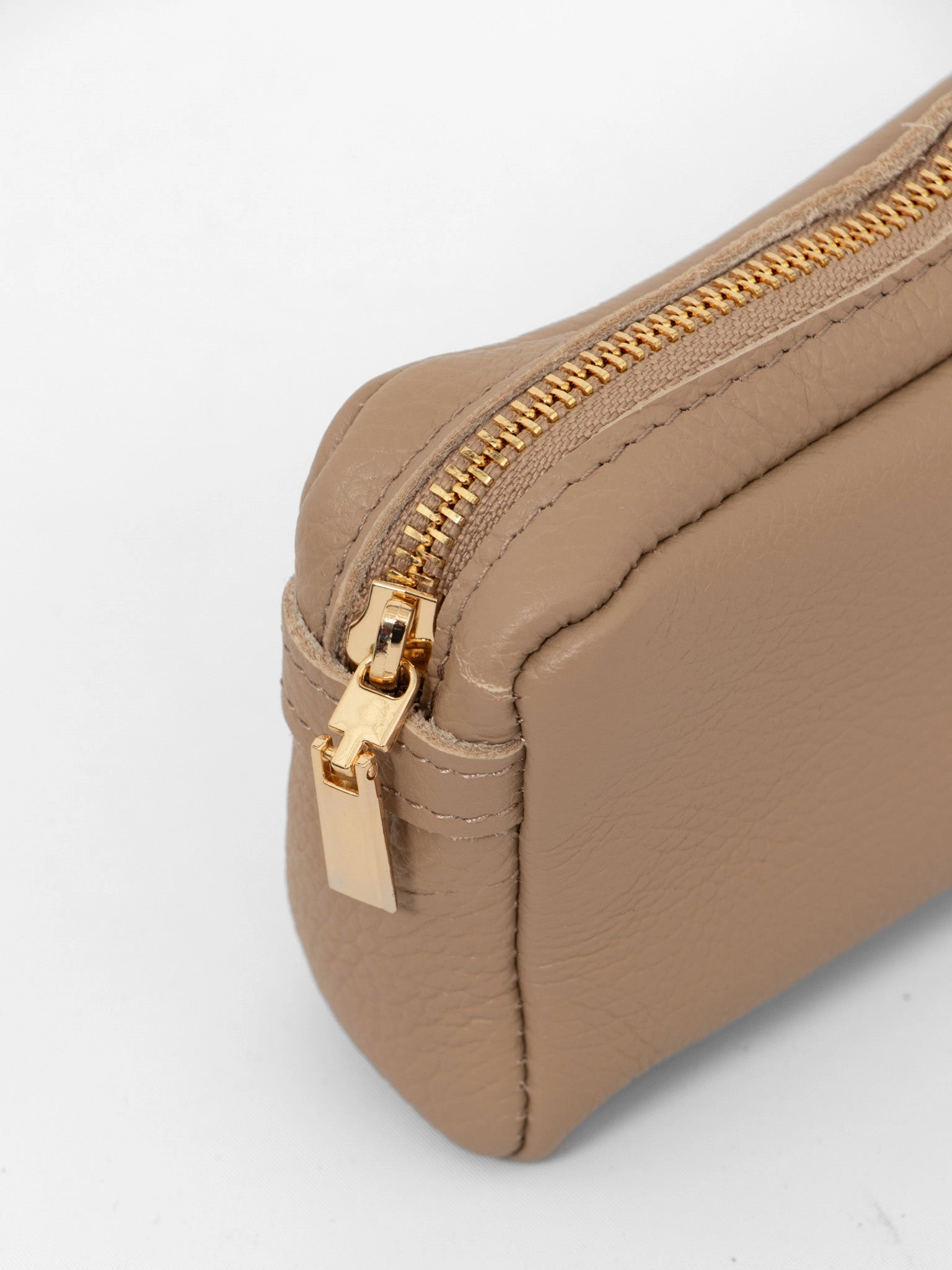 Allegra Italian Leather Cosmetic Bag - Taupe, Pebbled