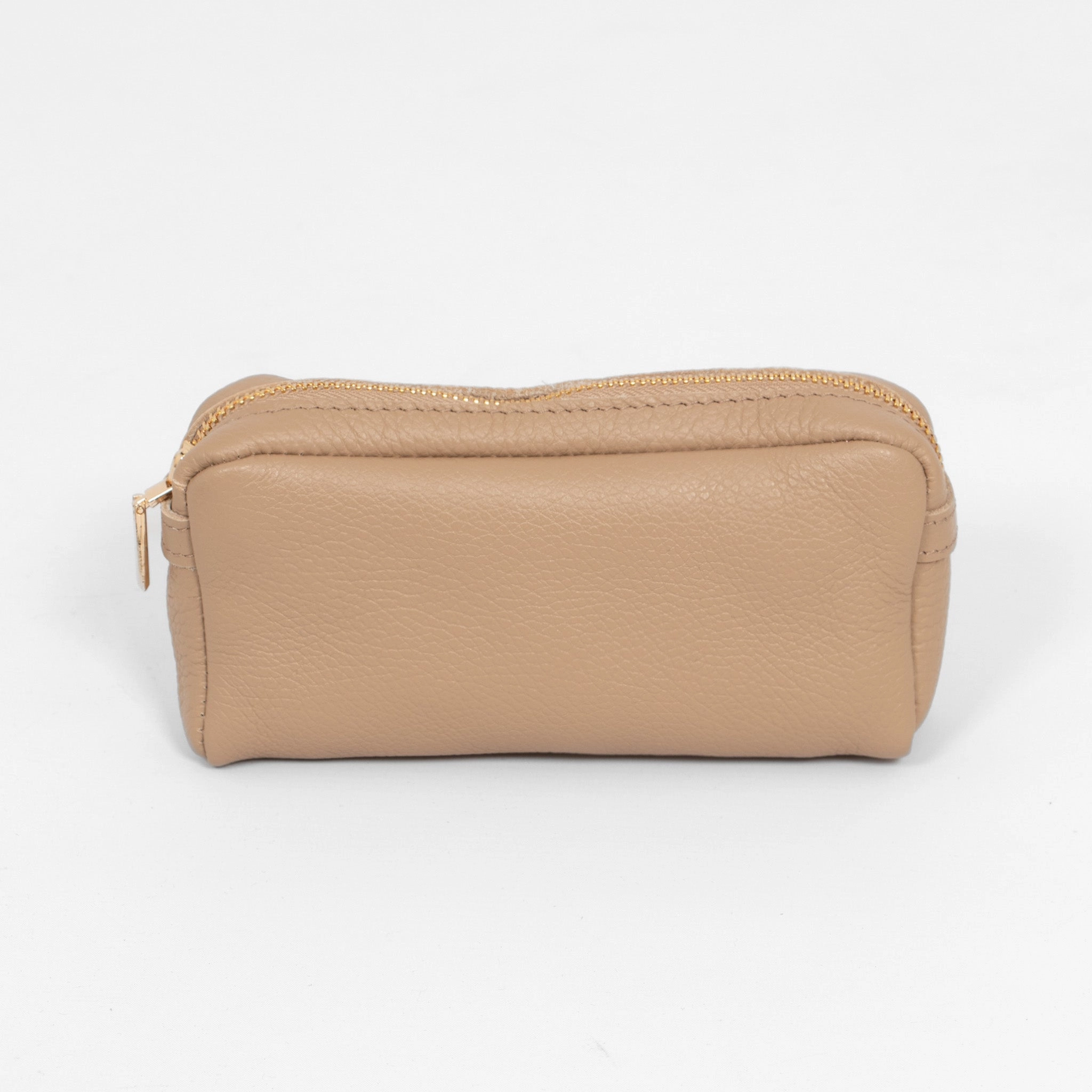Allegra Italian Leather Cosmetic Bag - Taupe, Pebbled