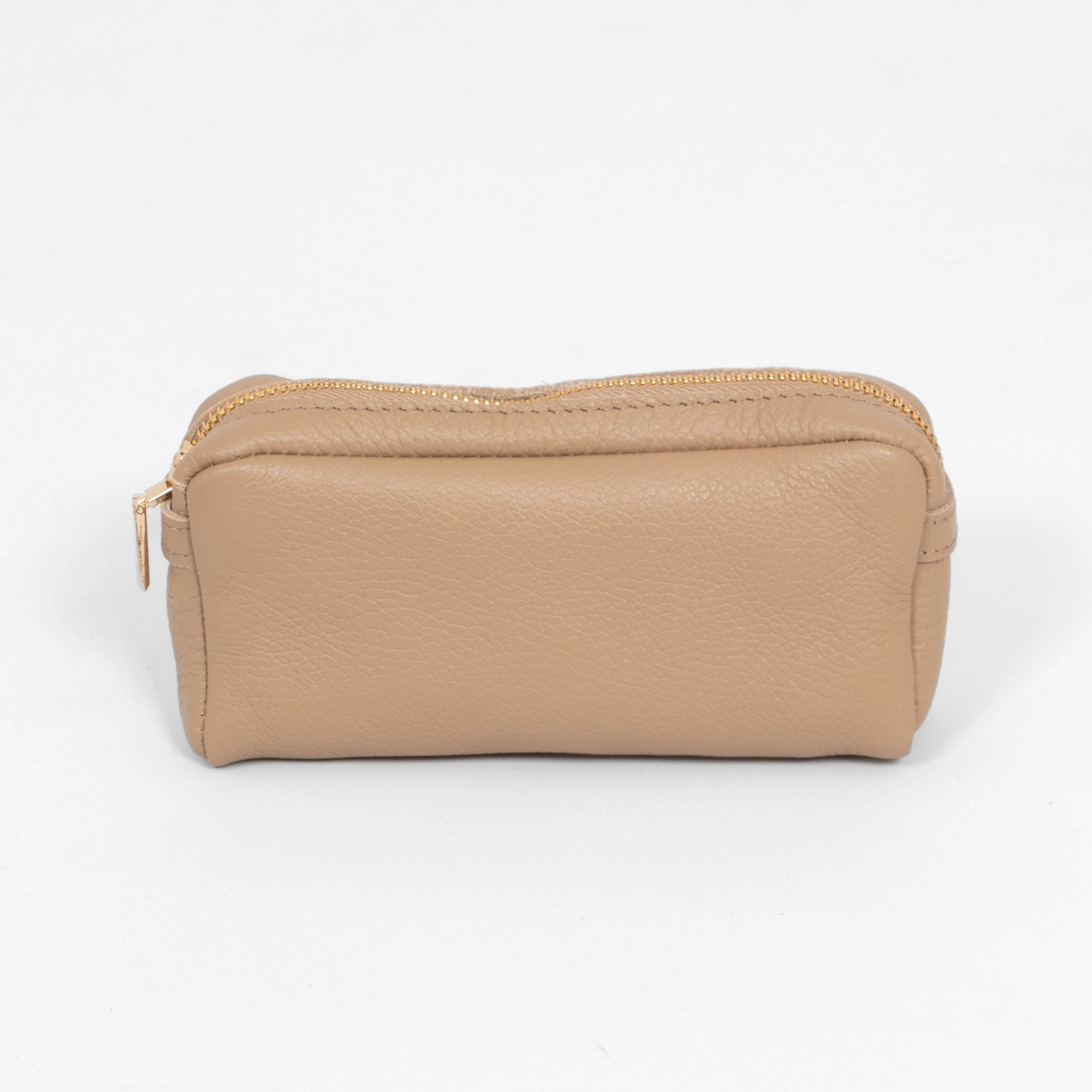 Allegra Italian Leather Cosmetic Bag - Taupe, Pebbled