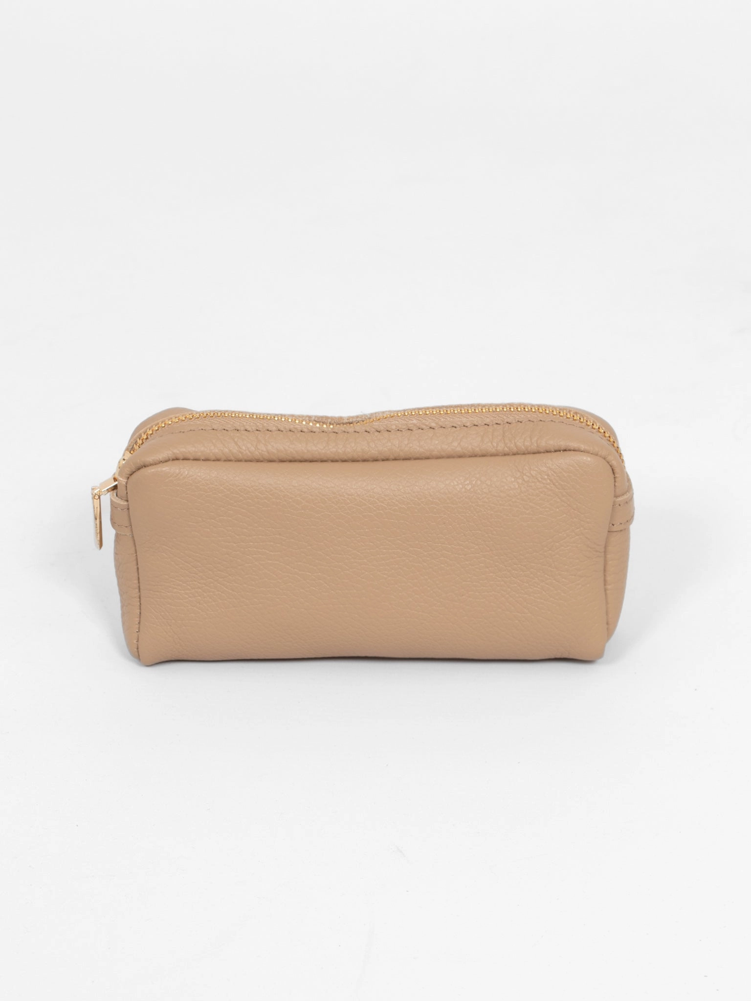 Allegra Italian Leather Cosmetic Bag - Taupe, Pebbled