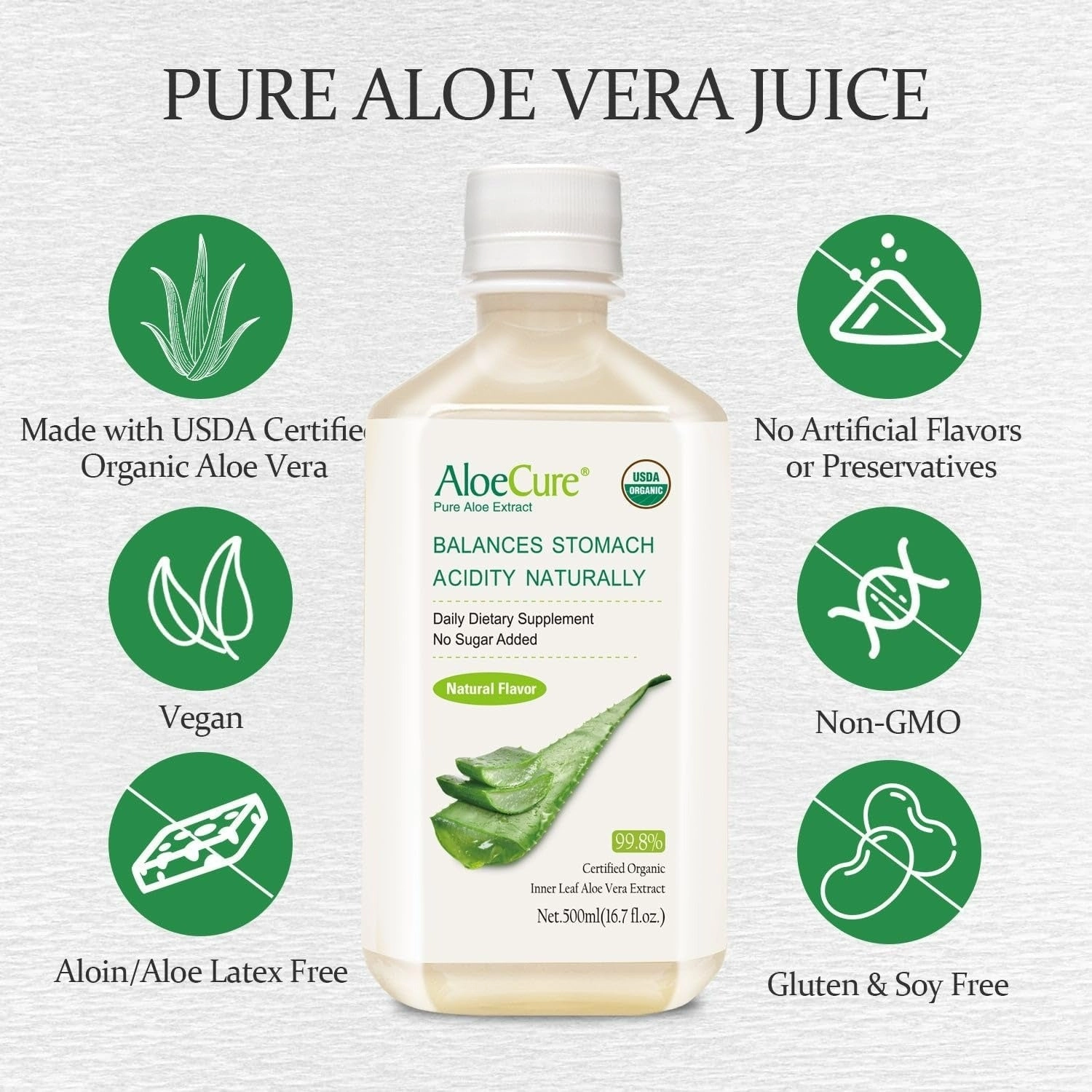 ALODERMA Aloe Cura Pure Aloe Extract Aloe Vera Juice,500ml