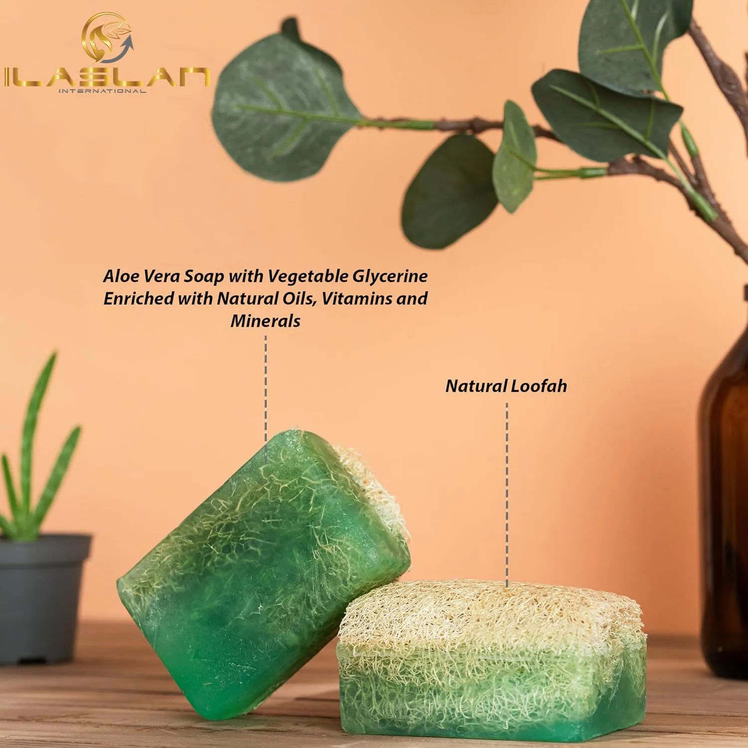 Aloe Vera Natural Exfoliating Loofah Soap Bar | Handmade for Face and Body With Luffa Inside | Organic Bath Sponge for Men and Women, Nourishing, Hydrating