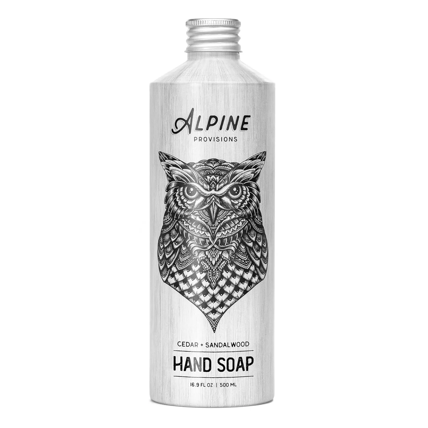 Alpine Provisions Cedar & Sandalwood Hand Soap - Plant-Based Cleansing & Moisturizing Formula with Essential Oils, Coconut Oil, and Aloe Vera - Vegan, & Sulfate free, Organic Fragrance - 16.9 FL oz
