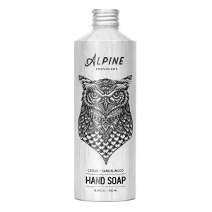 Alpine Provisions Cedar & Sandalwood Hand Soap - Plant-Based Cleansing & Moisturizing Formula with Essential Oils, Coconut Oil, and Aloe Vera - Vegan, & Sulfate free, Organic Fragrance - 16.9 FL oz
