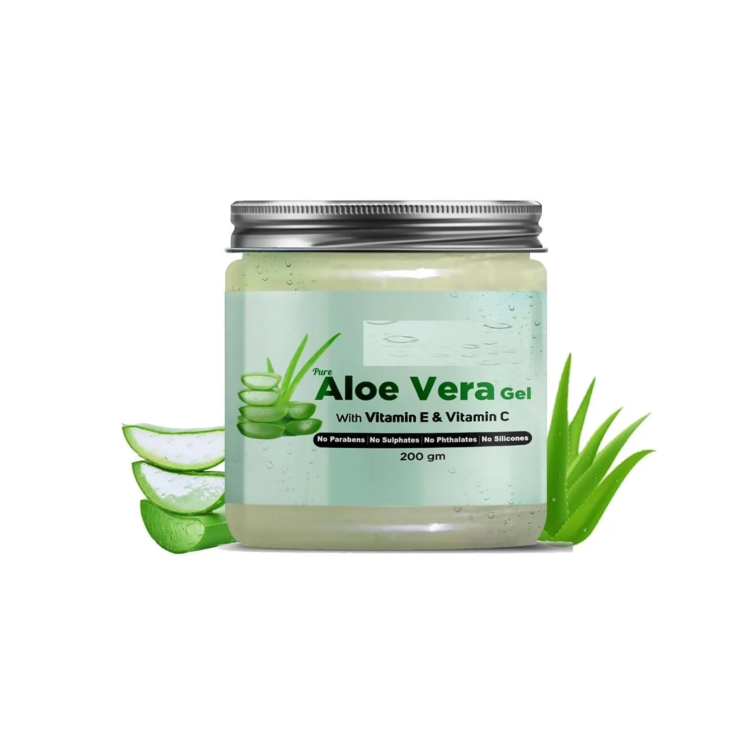 AMC Pure Aloe Vera Gel with Vitamin C & E for Skin, Face and Hair | Helps to Repair and Smoothens Hair | Relax and Renew your Skin and Scalp |Paraben Free & Sulphate Free - 200 Gm