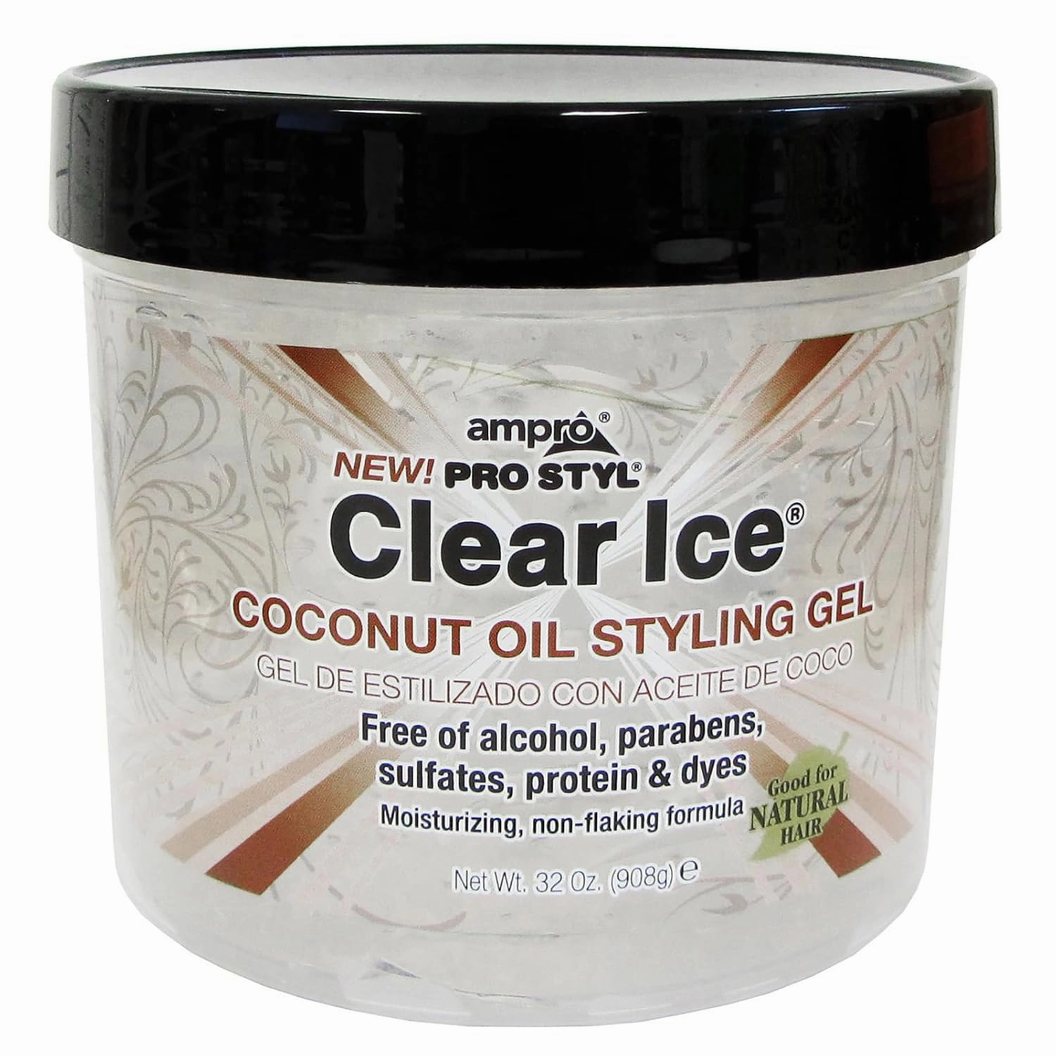 Ampro Pro Styl Coconut Styling Gel - Moisturizes and Conditions Your Strands - Non-Flaking, Alcohol Free, Vegan Formula - Flexible, Touchable Hold for All Hair Types - 32 oz