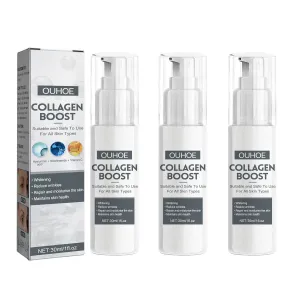 Anti-Aging Collagen Serum with Hyaluronic Acid, Niacinamide & Vitamin C - Wrinkle Reducing Treatment for Face, Dark Spot Corrector, Hydrating Skin Repair Essence, 1 Fl Oz (3 Pack)