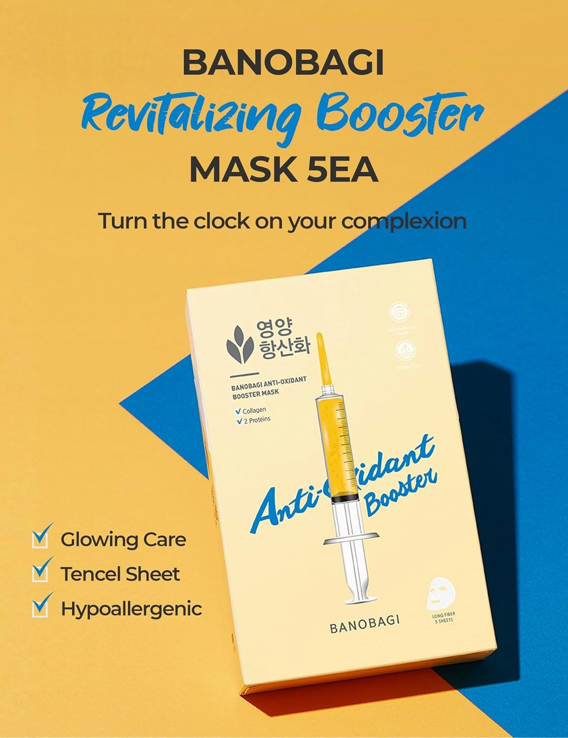 Anti-Oxidant Booster Mask 5EA| Korean Collagen Hydrating Face Masks | Beauty Collagen Face Mask Sheet Set | Moisturizing Face Mask Skincare | Korean Sheet Mask & Face Collagen |