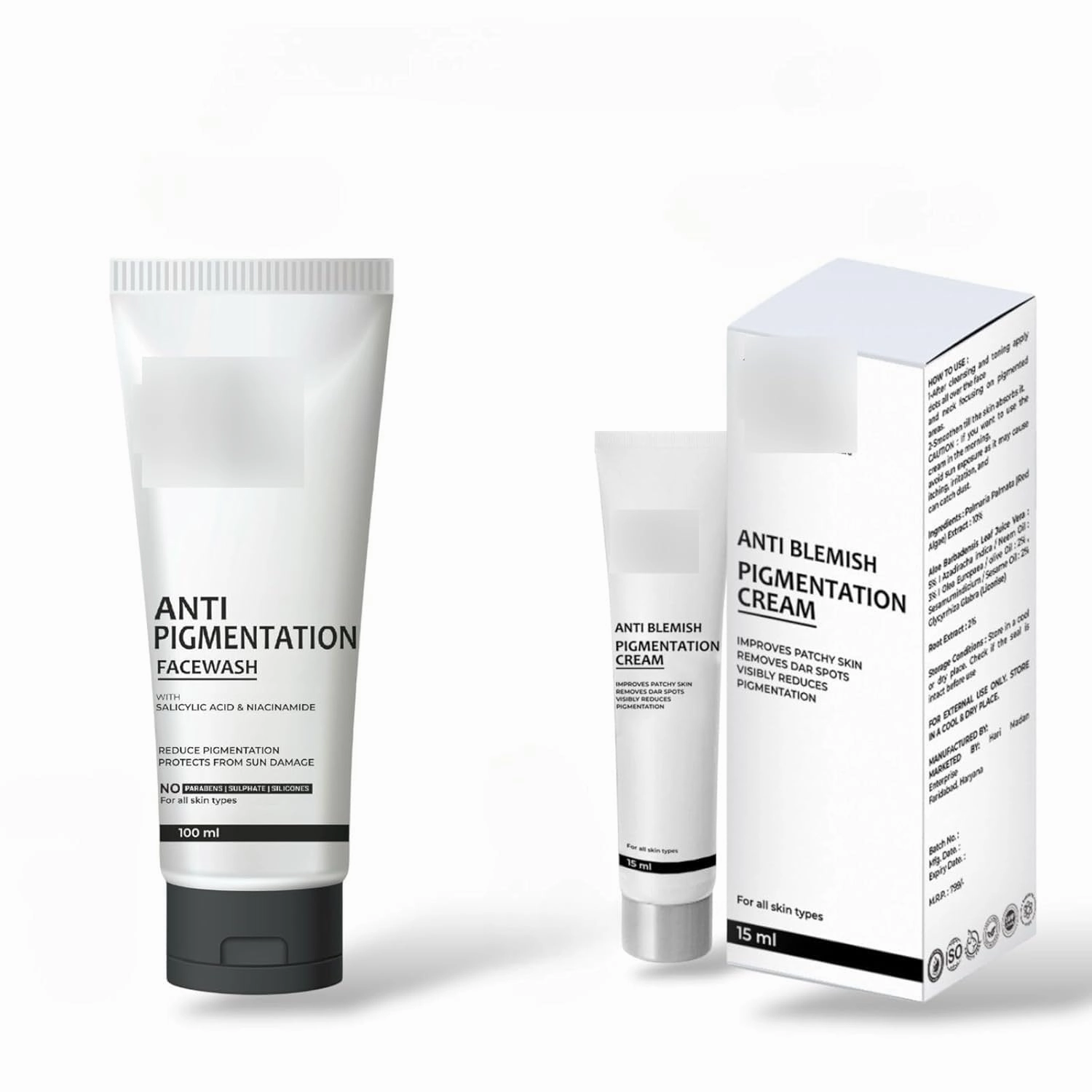 Anti Pigmentation Face Wash (100ml) with Blemishes & Pigmentation Face Cream (15ml) Combo Set For Women's & Men For All Skin Types