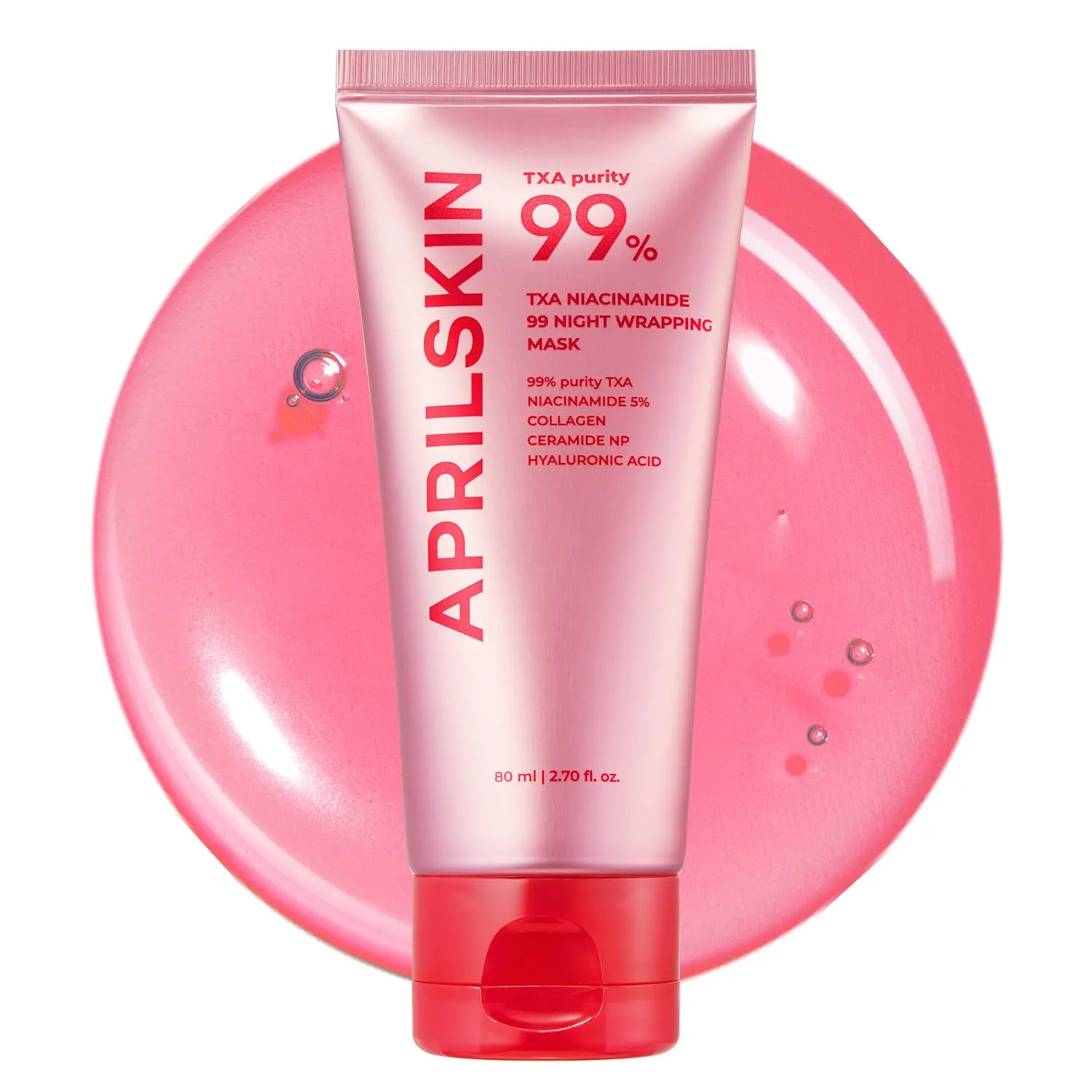 APRILSKIN TXA Niacinamide 99 Overnight Wrapping Mask | 99% High-Purity TXA Niacinamide for Uneven Skin Tone | Overnight Skin Booster for Toning Care, Firming & Pore Care | 80ml, 2.70 fl.oz.