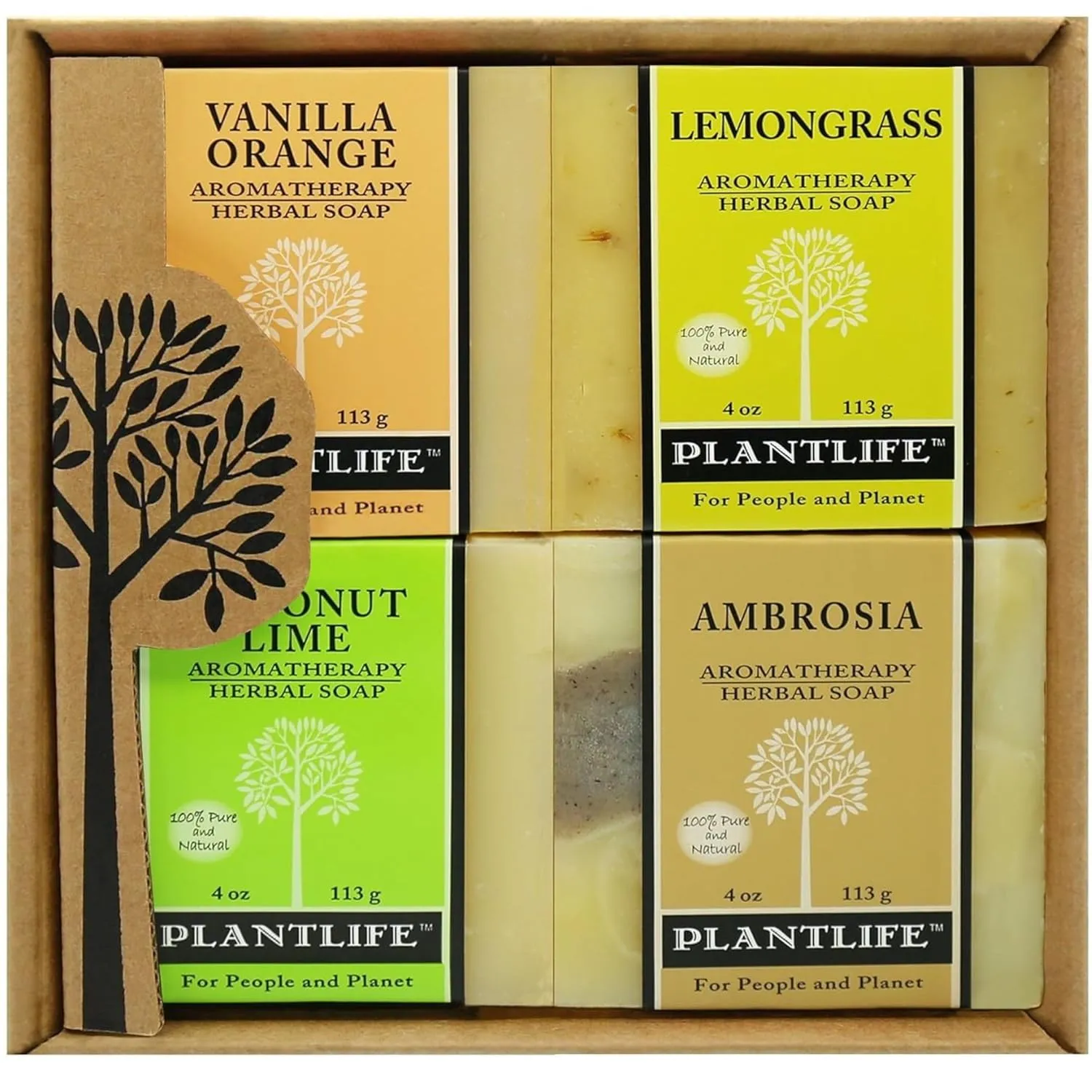 Aromatherapy Herbal Soap Top 4 Pack Soap Combo Fruit Gift Set (Vanilla Orange, Lemongrass, Coconut Lime and Ambrosia)