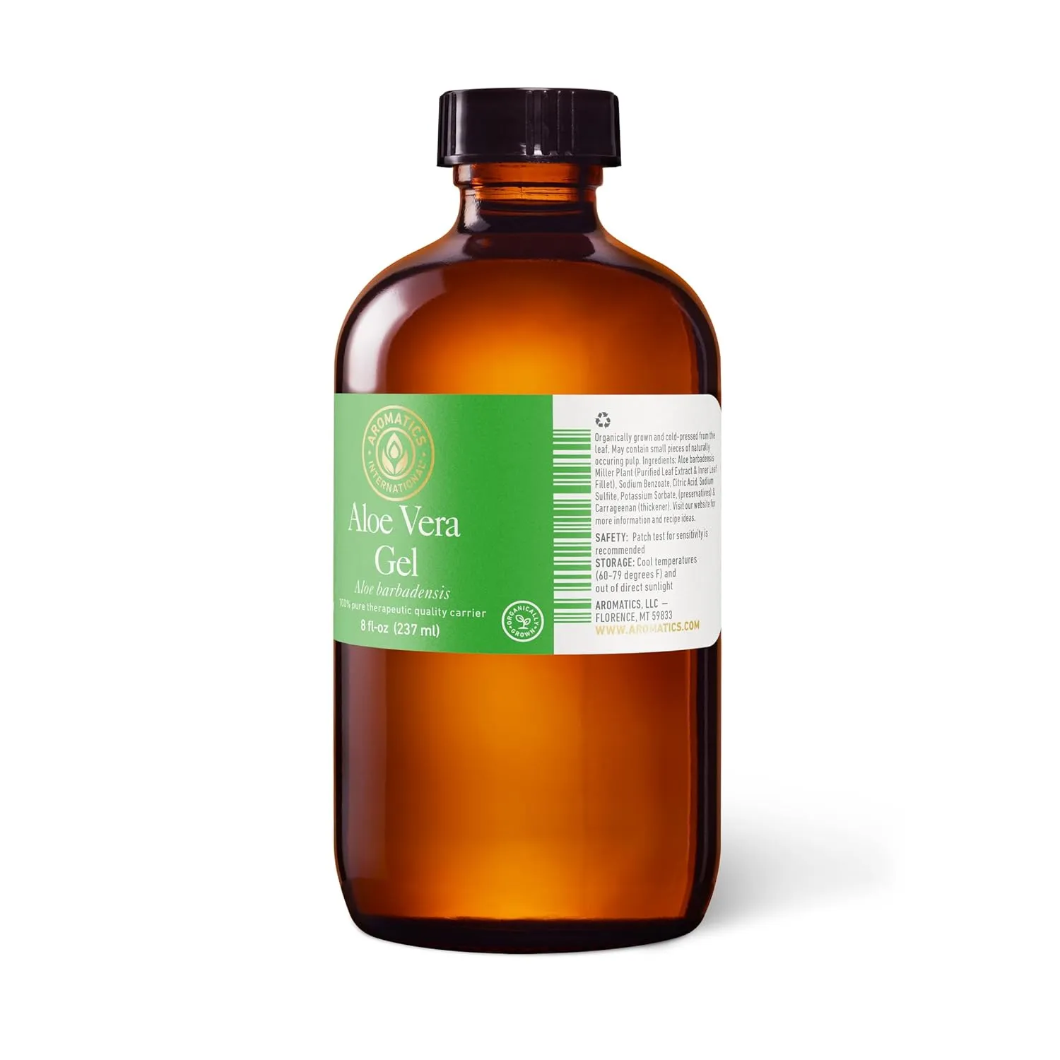 Aromatics International Aloe Vera Gel 16fl-oz – Organic Cold-Pressed, Pure Moisturizing Gel for Skin, Hydrating & Soothing, Natural Skincare Solution