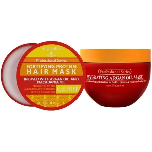 Arvazallia Hydrating Argan Oil and Fortifying Protein Hair Treatment Bundle - Revitalizing Combo for Dry or Damaged Hair