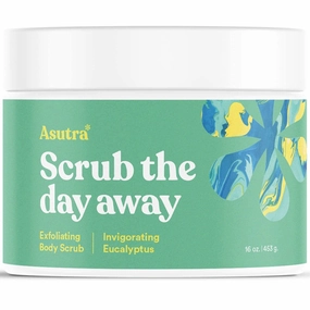 ASUTRA Dead Sea Salt Essential Oil Body Scrub Exfoliator (Invigorating Eucalyptus), 16 oz - Ultra Hydrating, Gentle, & Moisturizing - Coconut, Eucalyptus, and Marjoram Oils
