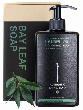 AUTHENTIC BATH & SOAP Organic Bay Leaves Oil & Castile Liquid Hand Soap – Gentle, Soothing, Paraben-Free with Vitamin E for Sensitive Skin, SLS & SLES Free, 16.9 Fl Oz