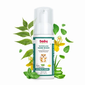 Babyorgano Non Alcoholic Foam Based Waterless Handwash for Kids, 100% Natural & Germ Protection Goodness of Aragvadha, Aloe Vera & Neem 50ml Pack 1 50 ml (Pack of 1) White