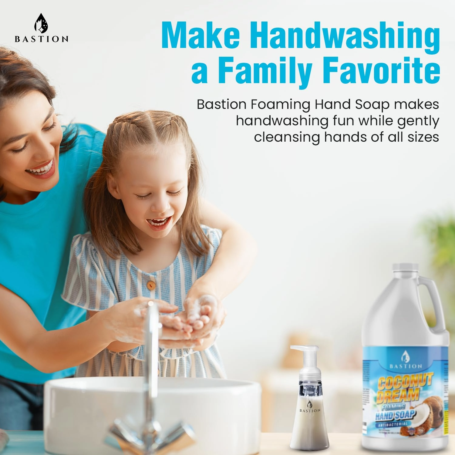 Bastion Antibacterial Foaming Hand Soap - Coconut Dream Hand Wash - Bulk Refill Jug. Coconut Dream Scented. Non-toxic. Made in the USA.(Foaming Dispenser Required) (6) 1/2 Gallon (384 oz)