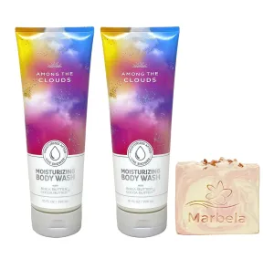 Bath & Body Works Among The Clouds 2 Pack Moisturizing Body Washes with a Himalayan Salts Springs Bar Soap - Full Size