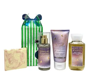 Bath & Body Works Snowflakes & Cashmere Mini Gift Box Trio - Fragrance Mist - Body Cream and Body Wash with a Himalayan Salts Springs Sample Soap - Travel Size