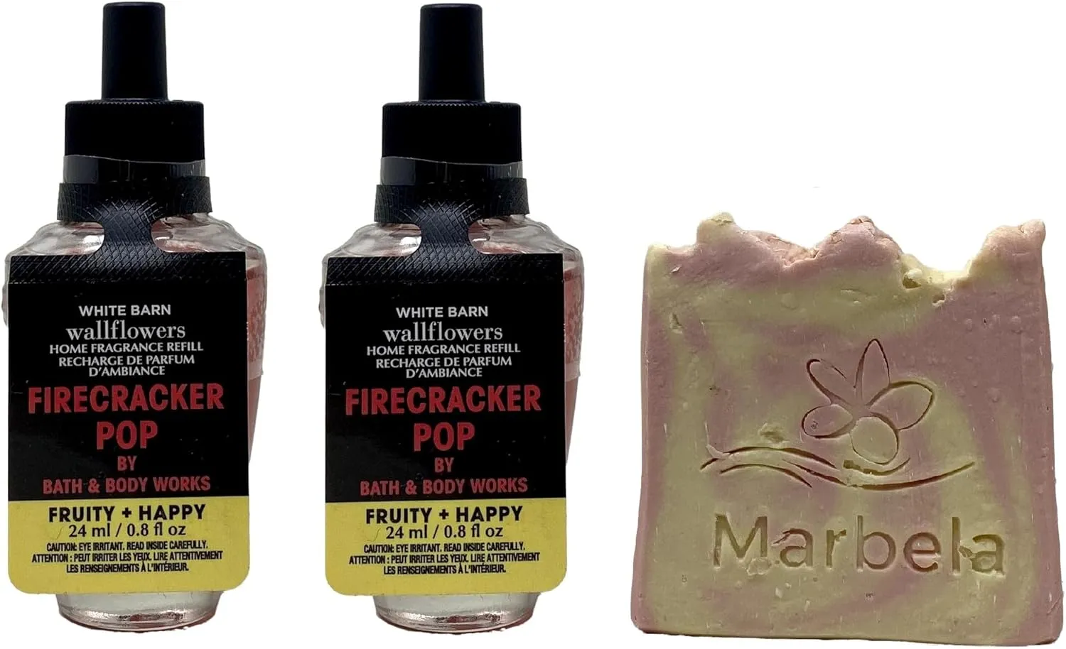 Bath and Body Works Firecracker Pop 2 Pack Wallflowers Home Fragrance Refills - Marbela Sample Soap
