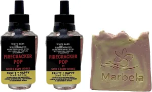 Bath and Body Works Firecracker Pop 2 Pack Wallflowers Home Fragrance Refills - Marbela Sample Soap