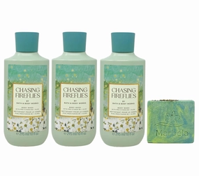 Bath & Body Works Chasing Fireflies 3 Pack Body Wash Bundle with a Fresh Forest Bar Soap - Full Size