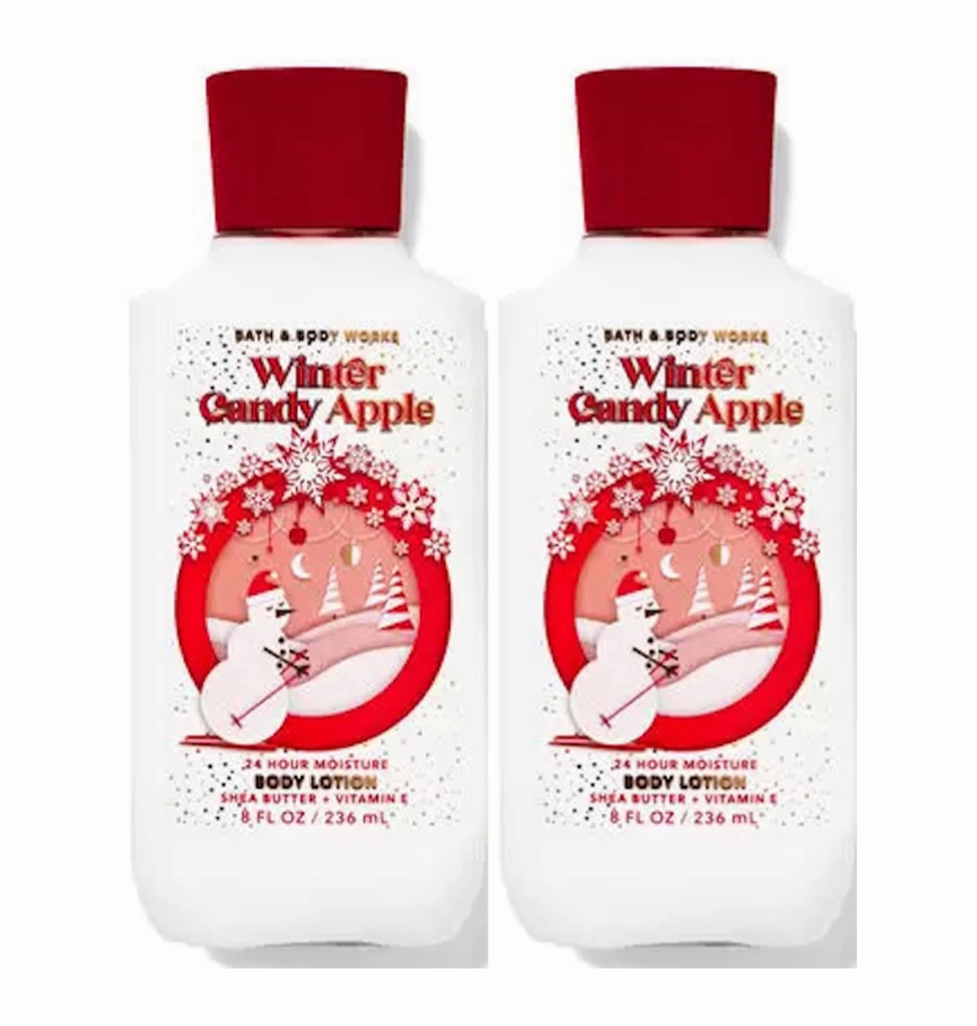 Bath & Body Works Winter Candy Apple Super Smooth Body Lotion Sets Gift For Women 8 Oz -2 Pack (Winter Candy Apple)
