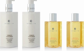 Bath and Bloom Virgin Coconut Body Lotion and Mango Tangerine Massage Oil Set.