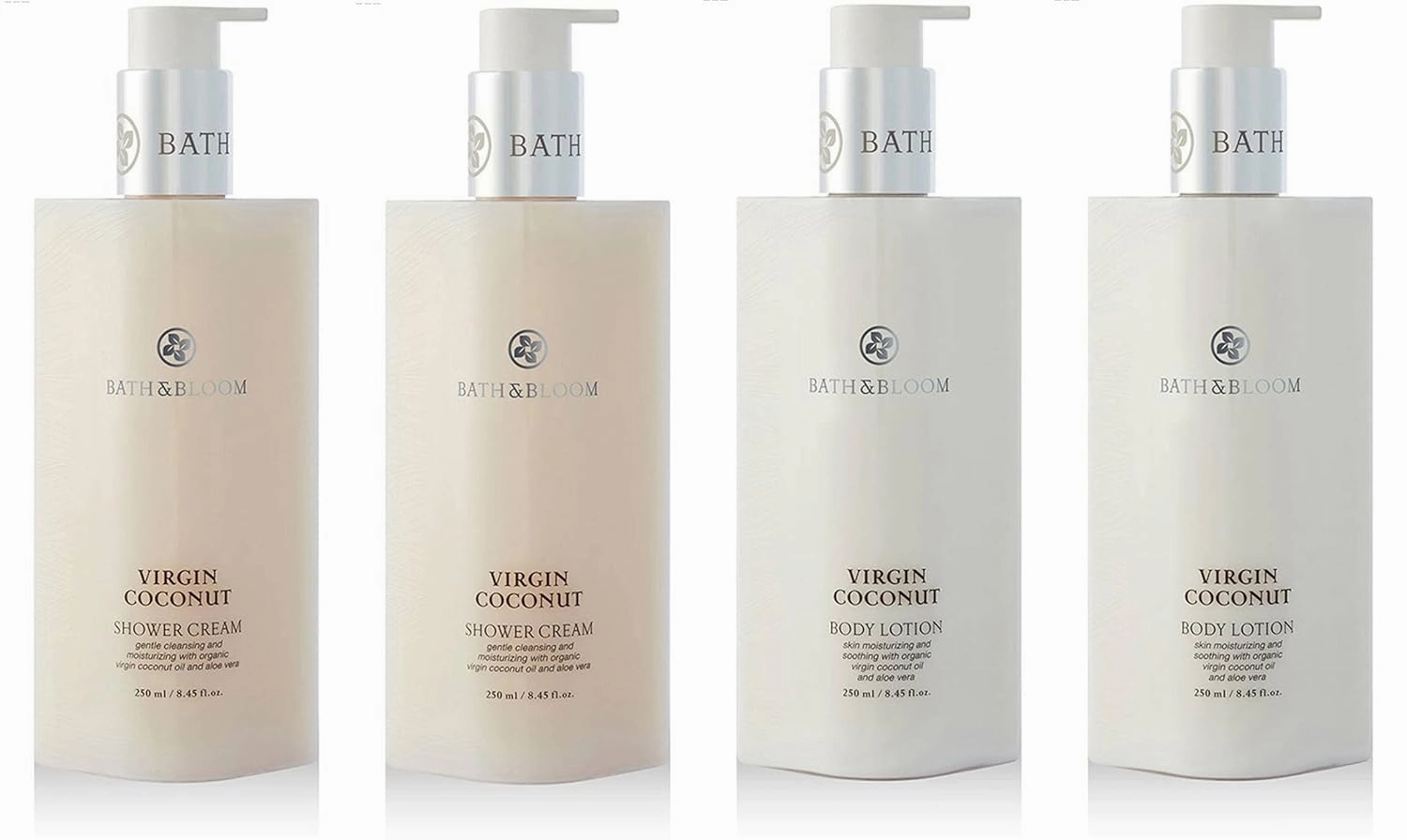 BATH and BLOOM Virgin Coconut Shower Cream and Virgin Coconut Body Lotion Set.