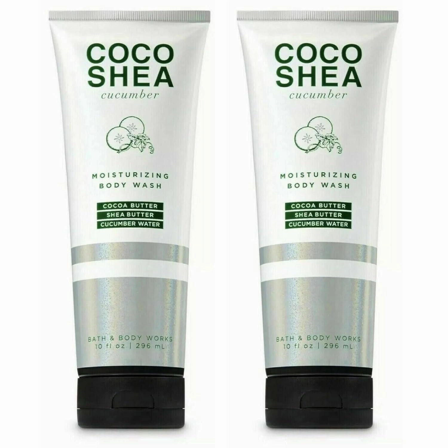 Bath and Body Works Gift Set of 2 - 10 Fl Oz Moisturizing Body Wash - (Coco Shea Cucumber)