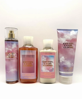 Bath Body Cotton Candy Clouds Deluxe Gift Set, Body Mist, Body Wash, Body Lotion, Body Cream, 4 Piece Collection