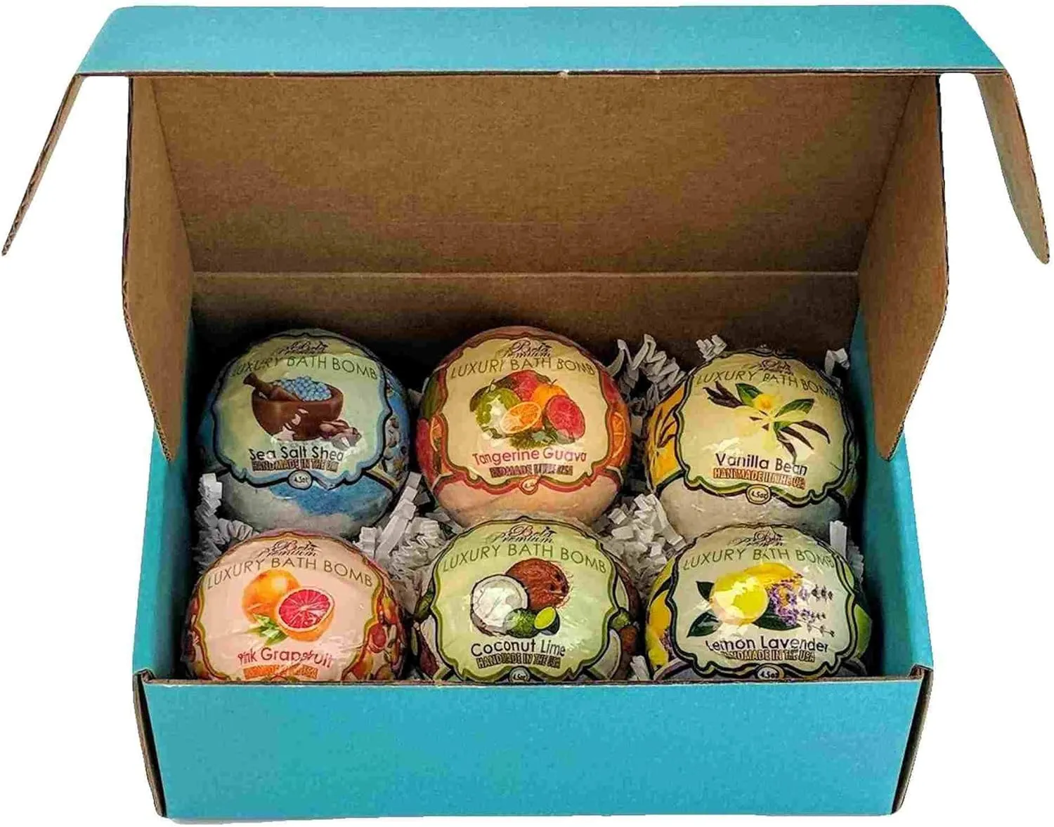 Bela Premium Luxury Bath Bombs, Assorted Box of 6