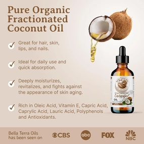 Bella Terra Oils Fractionated Coconut Oil (MCT Oil) – 1gallon, Deeply Hydrating and Nourishing, Non-Greasy, For Hair & Skin