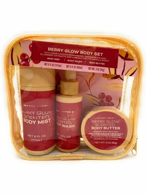 Berry Glow Body 3-Piece Set with Moisturizing Strawberry, Watermelon, Blueberry Extracts & Fruity Vanilla Scent 3oz/85g – Pack of 1