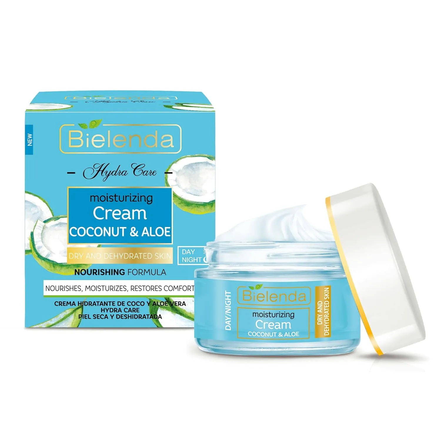 Bielenda Moisturising Cream Coconut & Aloe Vera for Dry & Dehydrated Skin 1.7oz