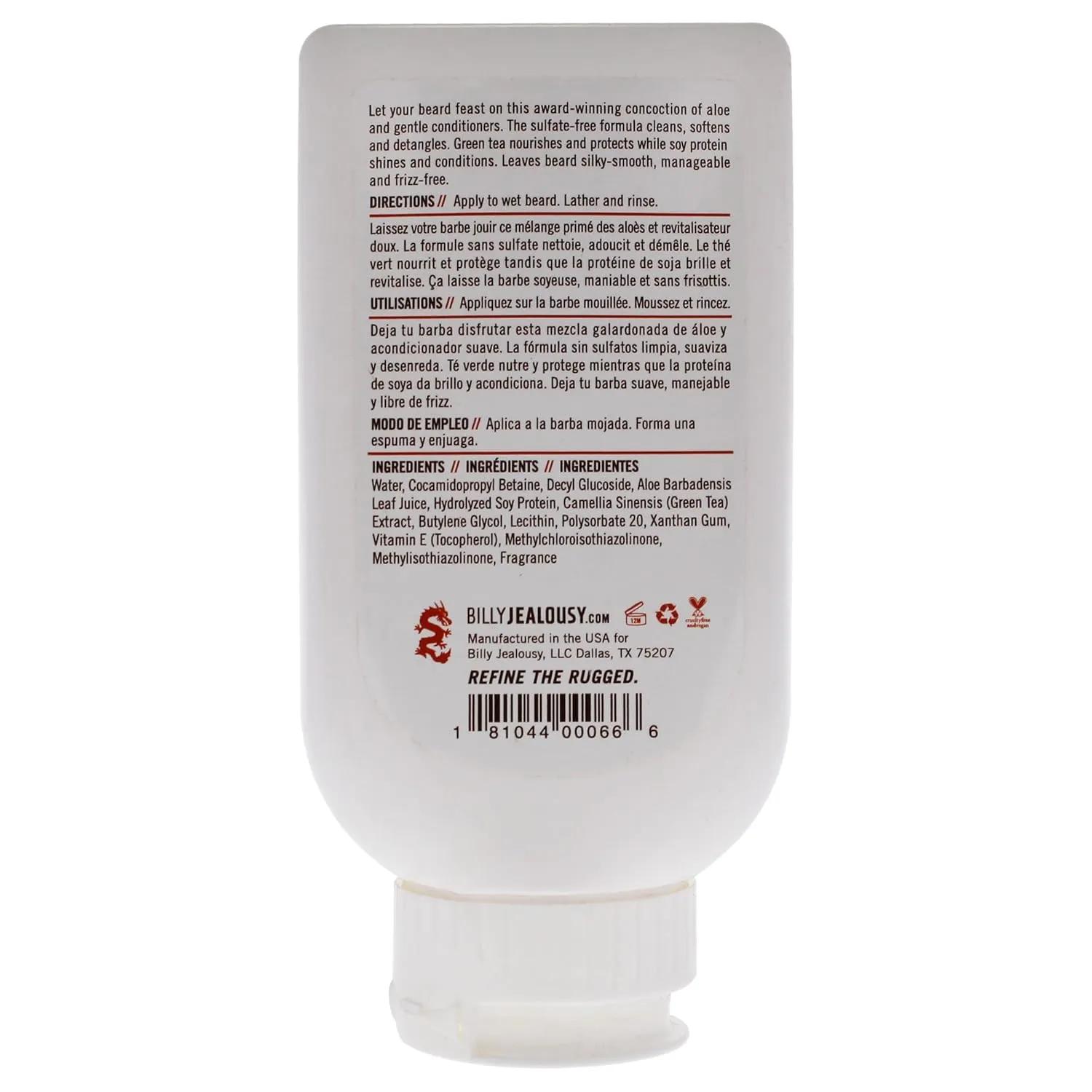 Billy Jealousy Beard Wash for Smooth, Manageable & Frizz-free Facial Hair, Beard Care Enriched with Hydrating Aloe & Strengthening & Conditioning Green Tea Extract