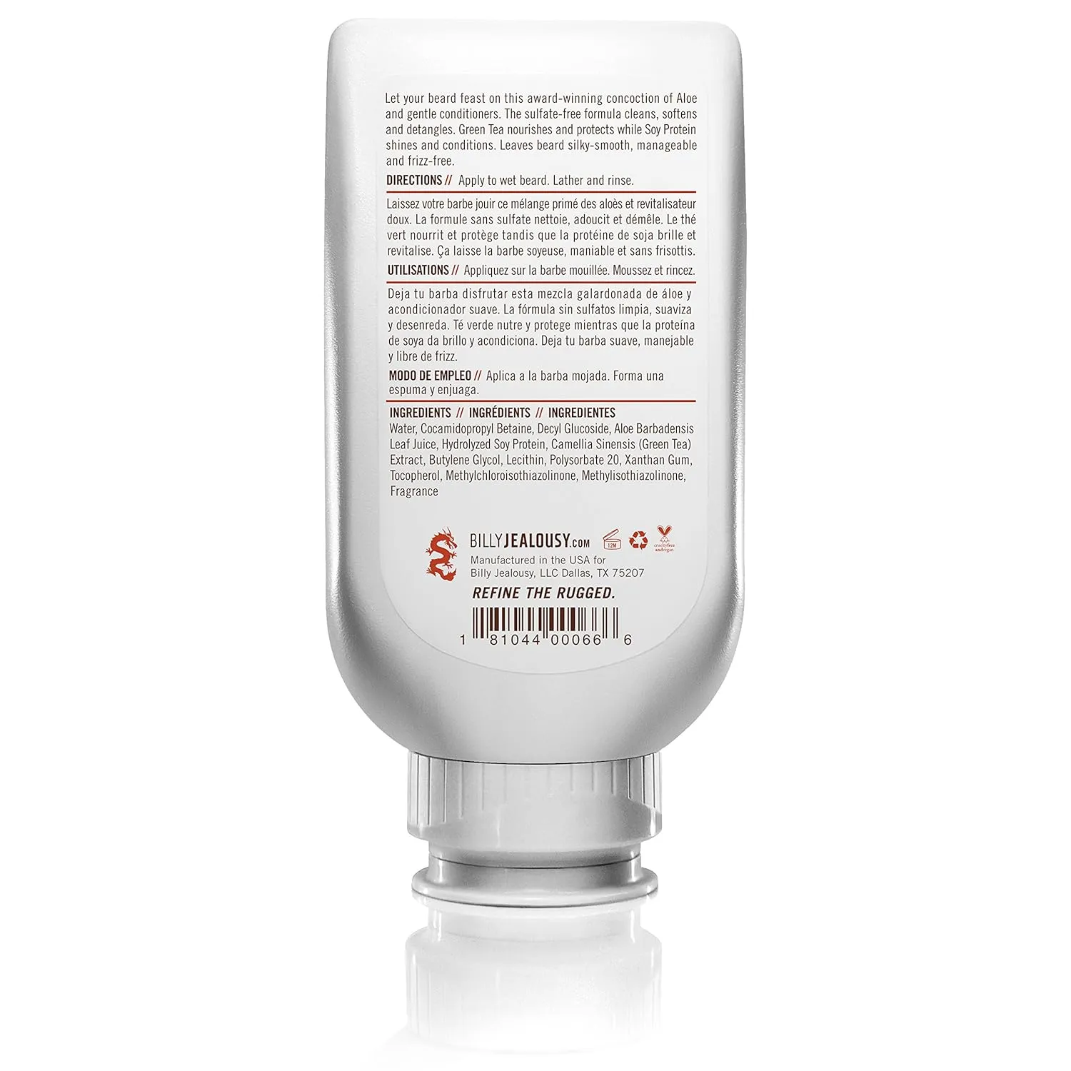 Billy Jealousy Beard Wash for Smooth, Manageable & Frizz-free Facial Hair, Beard Care Enriched with Hydrating Aloe & Strengthening & Conditioning Green Tea Extract