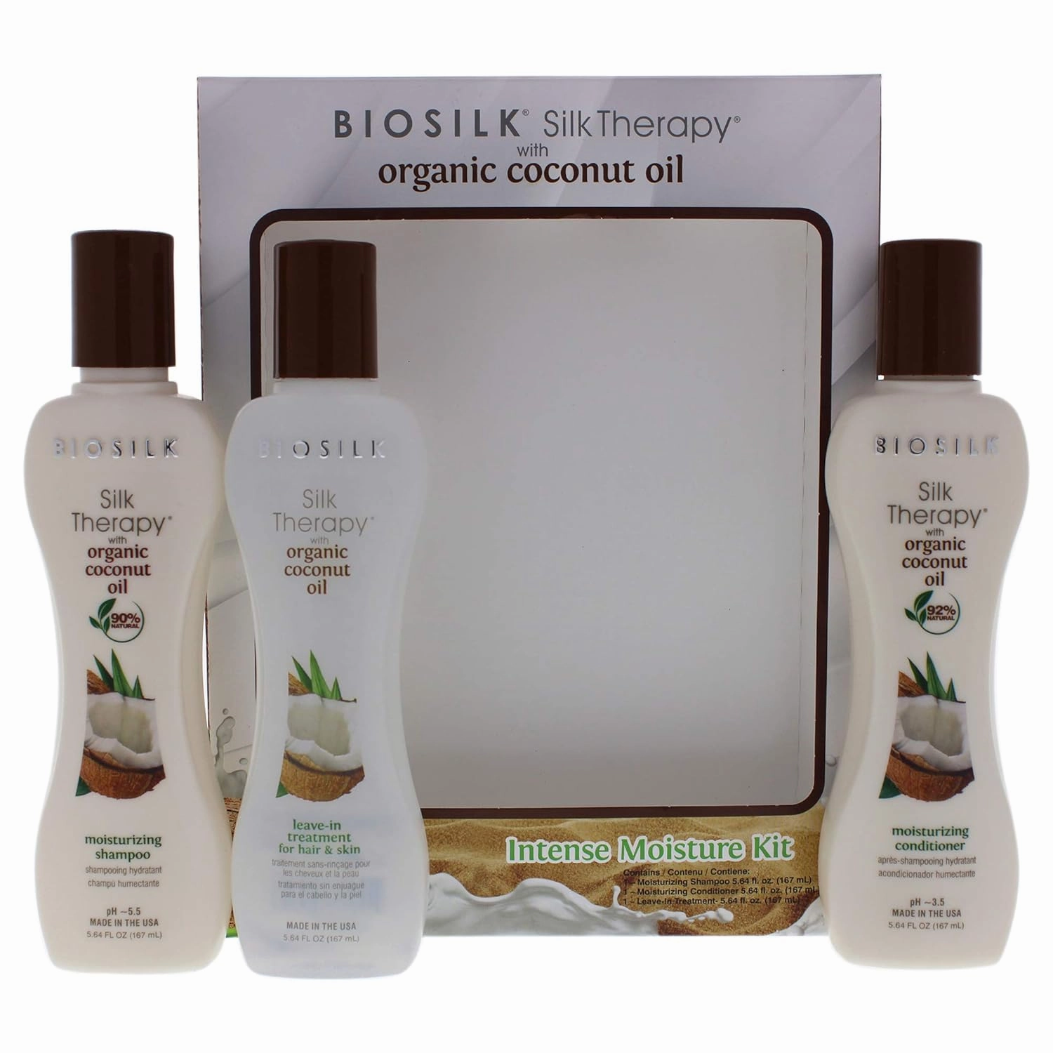 BioSilk Silk Therapy with Natural Coconut Oil Intense Moisture Kit (Pack of 3)