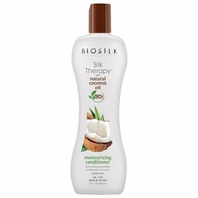 BioSilk Silk Therapy with Natural Coconut Oil Moisturizing Conditioner, Nourishing & Helps Eliminate Frizz, Sulfate, Paraben & Cruelty-Free, 12 Oz